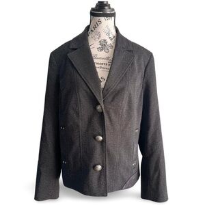 Conrad C Petite 14 Textured Black Military Button Blazer Structured Tailored